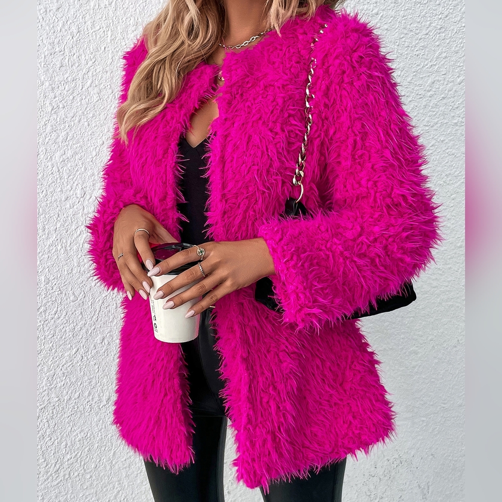 Open Front Fuzzy Coat - Picture 5 of 5